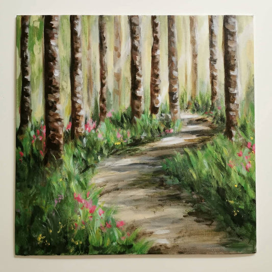 Original "Woodland in Springtime" 16" x 16"