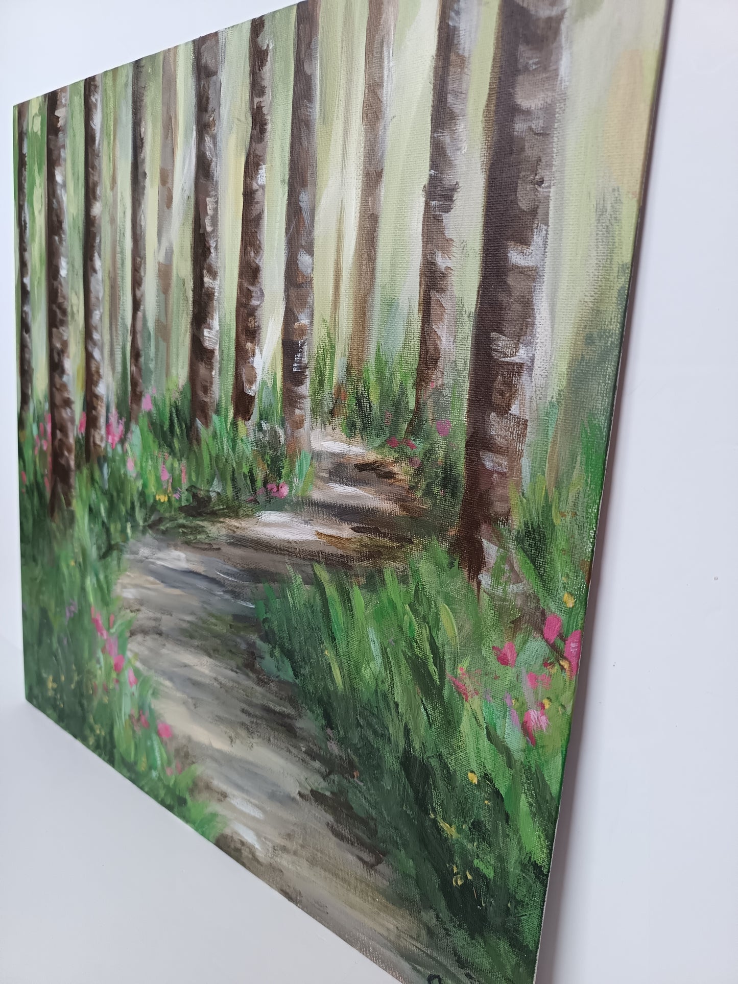 Original "Woodland in Springtime" 16" x 16"