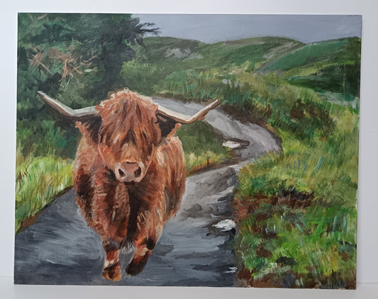 Original "Highland cow down the lane" 16" x 20"