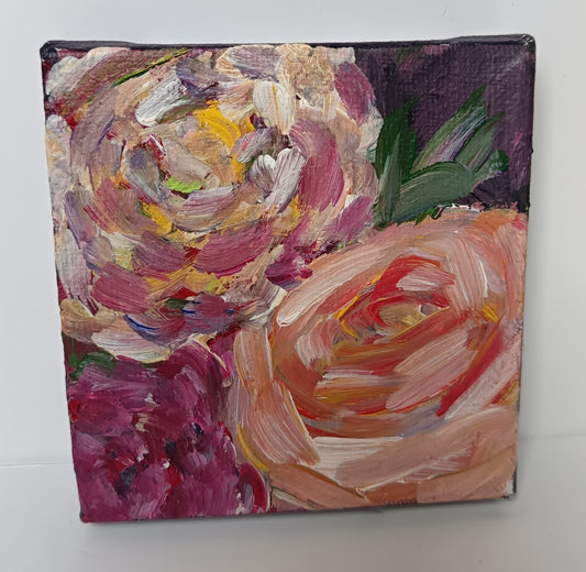 Mini Original "Midnight bouquet" series 4" x 4" (No 1)