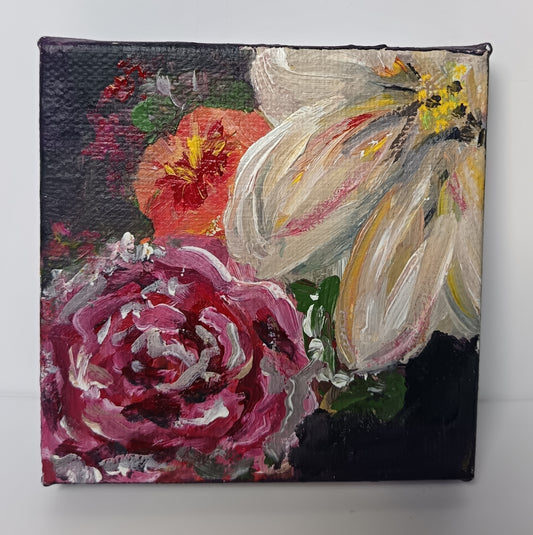 Mini Original "Midnight bouquet" series 4" x 4" (No 2)