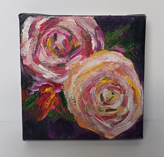 Mini Original "Midnight bouquet" series 4" x 4" (No 6)