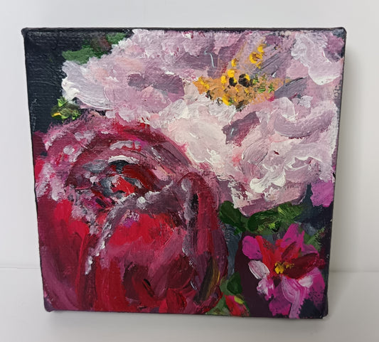 Mini Original "Midnight bouquet" series 4" x 4" (No 4)