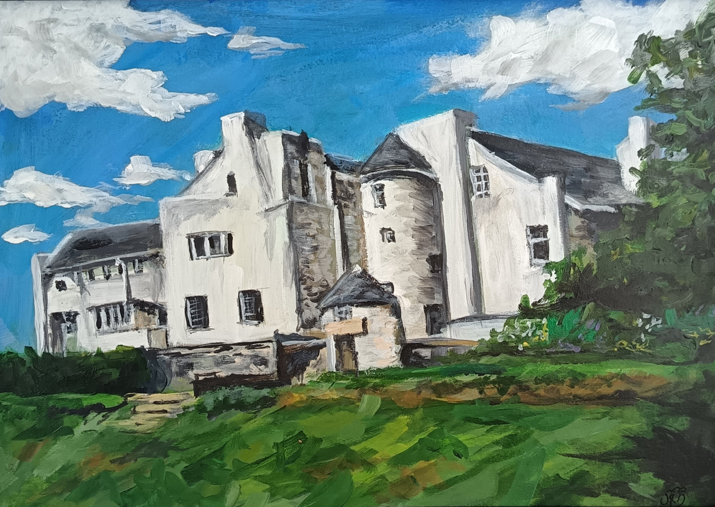 Original "Hill House, Helensburgh" framed painting 16" x 11"