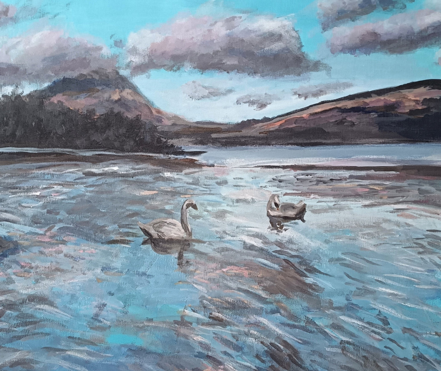 Original "Swans on Loch Lomond" framed 16" x 20"