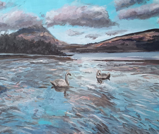 Original "Swans on Loch Lomond" framed 16" x 20"