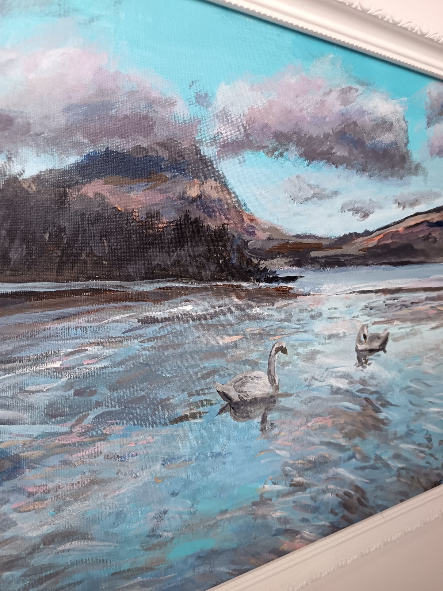 Original "Swans on Loch Lomond" framed 16" x 20"