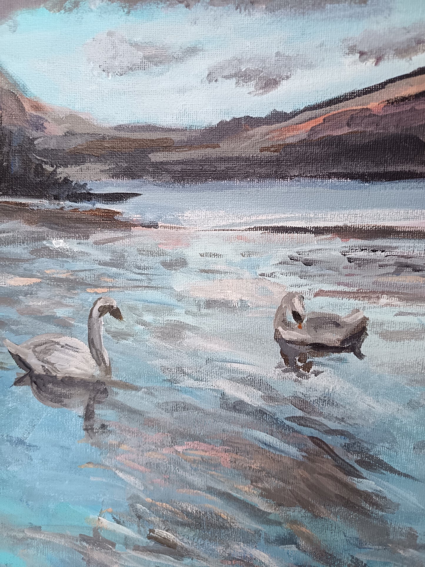 Original "Swans on Loch Lomond" framed 16" x 20"