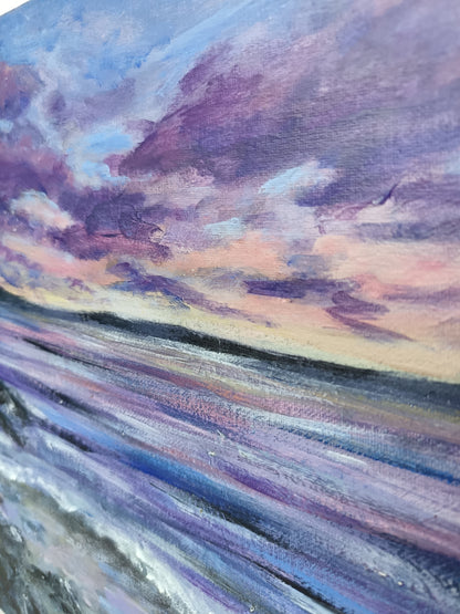 Original "Wispy clouds" seascape painting 14" x 18"