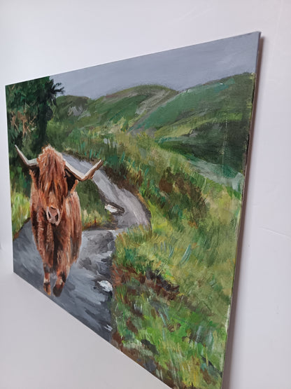 Original "Highland cow down the lane" 16" x 20"