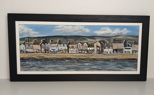 Original framed landscape "Helensburgh seafront" painting  23" x 11"