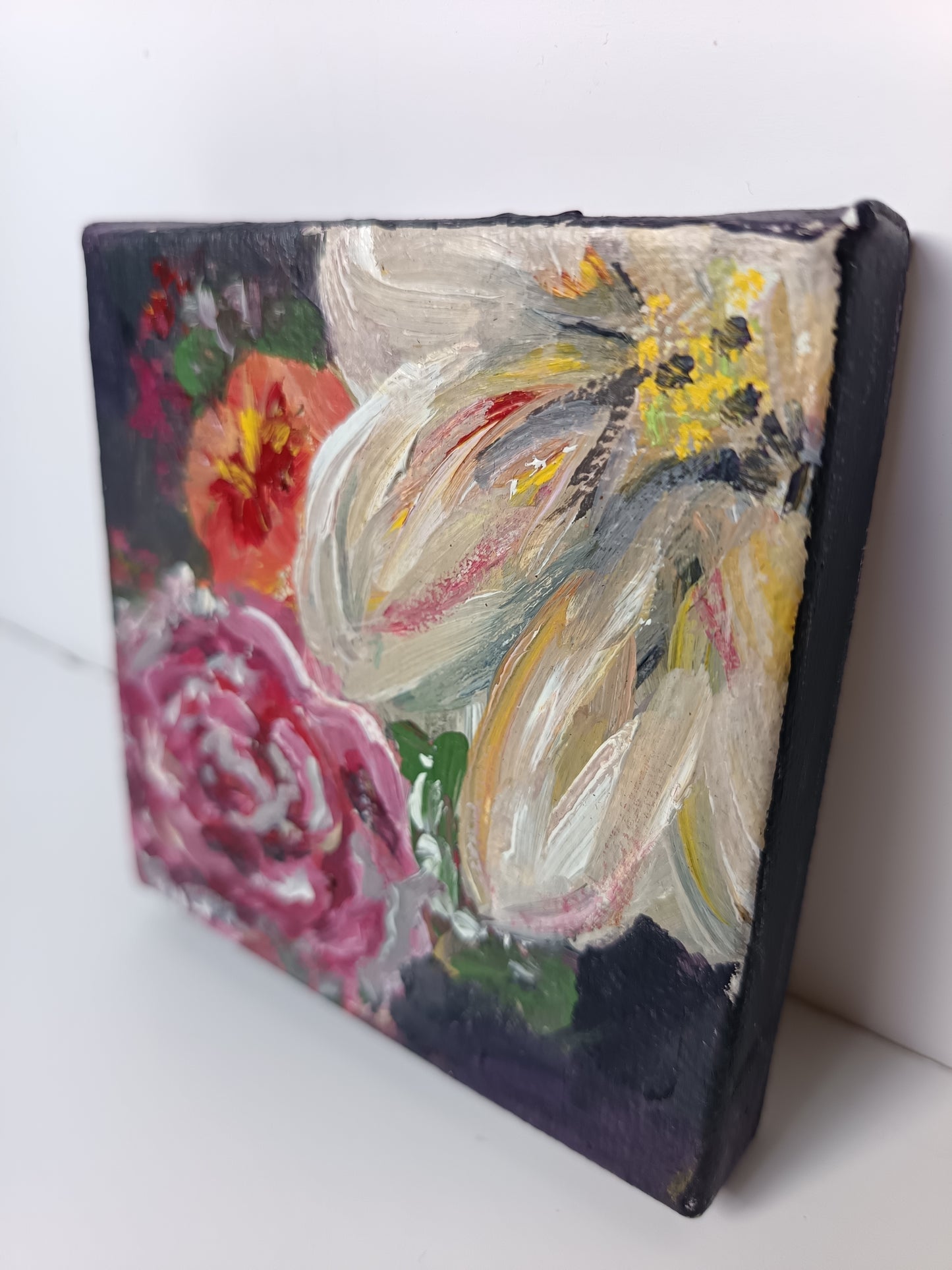 Mini Original "Midnight bouquet" series 4" x 4" (No 2)