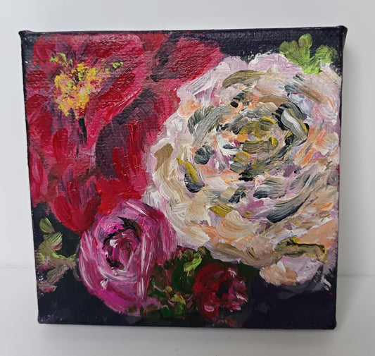 Mini Original "Midnight bouquet" series 4" x 4" (No 5)