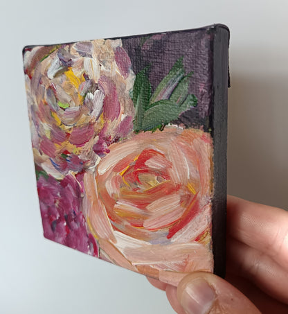 Mini Original "Midnight bouquet" series 4" x 4" (No 1)