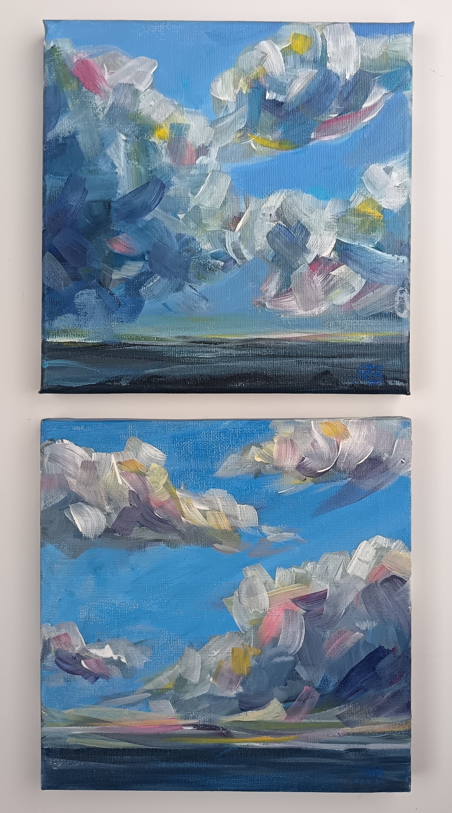Original abstract seascape 8" x 8" (No2 of 2)