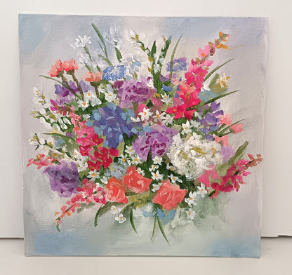 Bespoke bouquet painting 8"x8" 20cm x 20cm