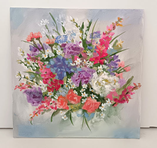 Bespoke bouquet painting 8"x8" 20cm x 20cm